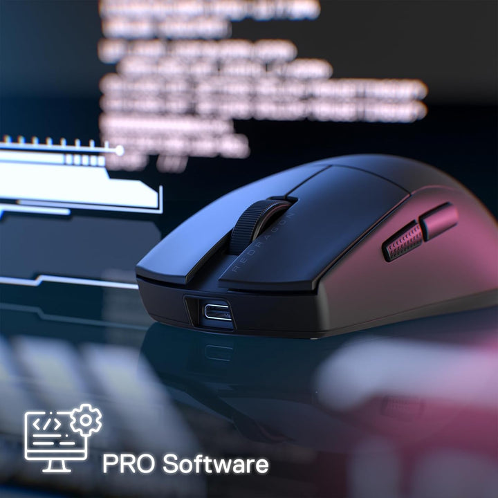 Redragon M916 PRO 3-Modus Wireless Gaming Maus, 49G Ultra-Leicht 26K DPI Maus mit Ergonomischem Natü