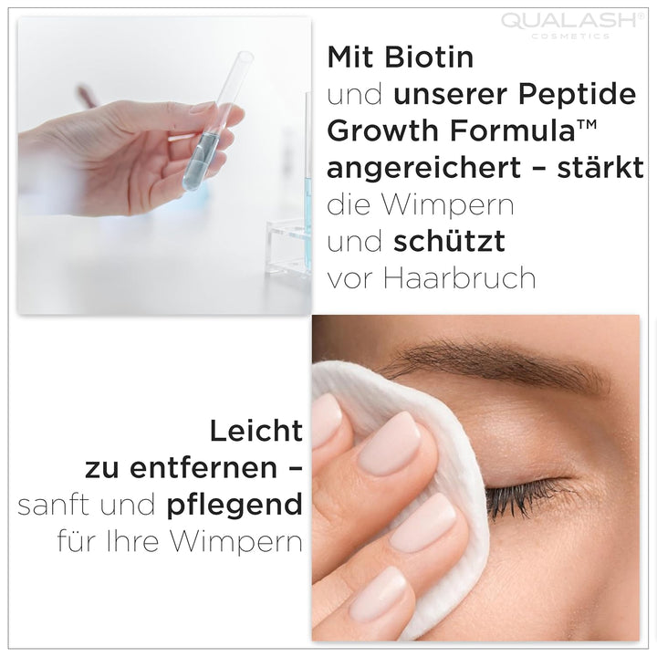 Mascara mit Wimpernserum-Effekt – QUALASH® Volume Max 10 ml – schwarze Wimperntusche für extremes Vo