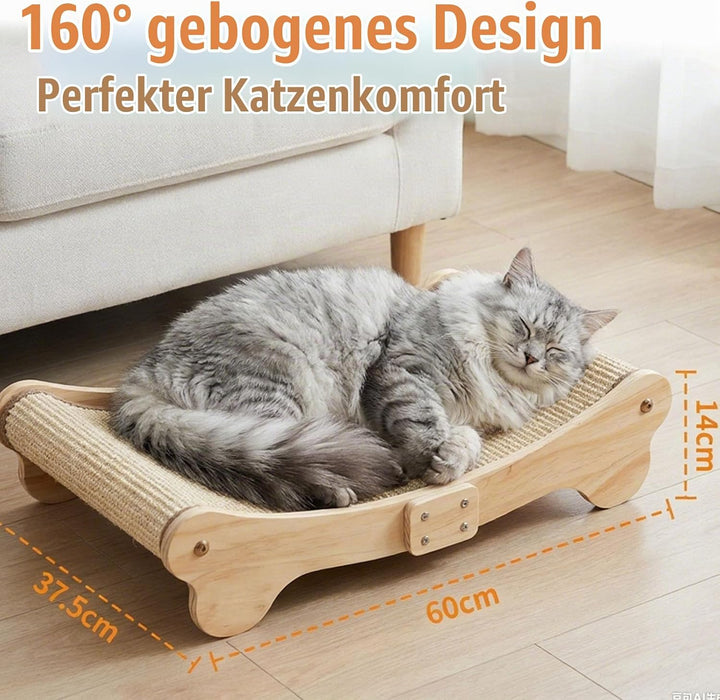 Sisal Kratzbretter Katze mit 160° Bogenform – Katzen Kratzbrett aus natürlichem Sisal &amp; Massivholz,