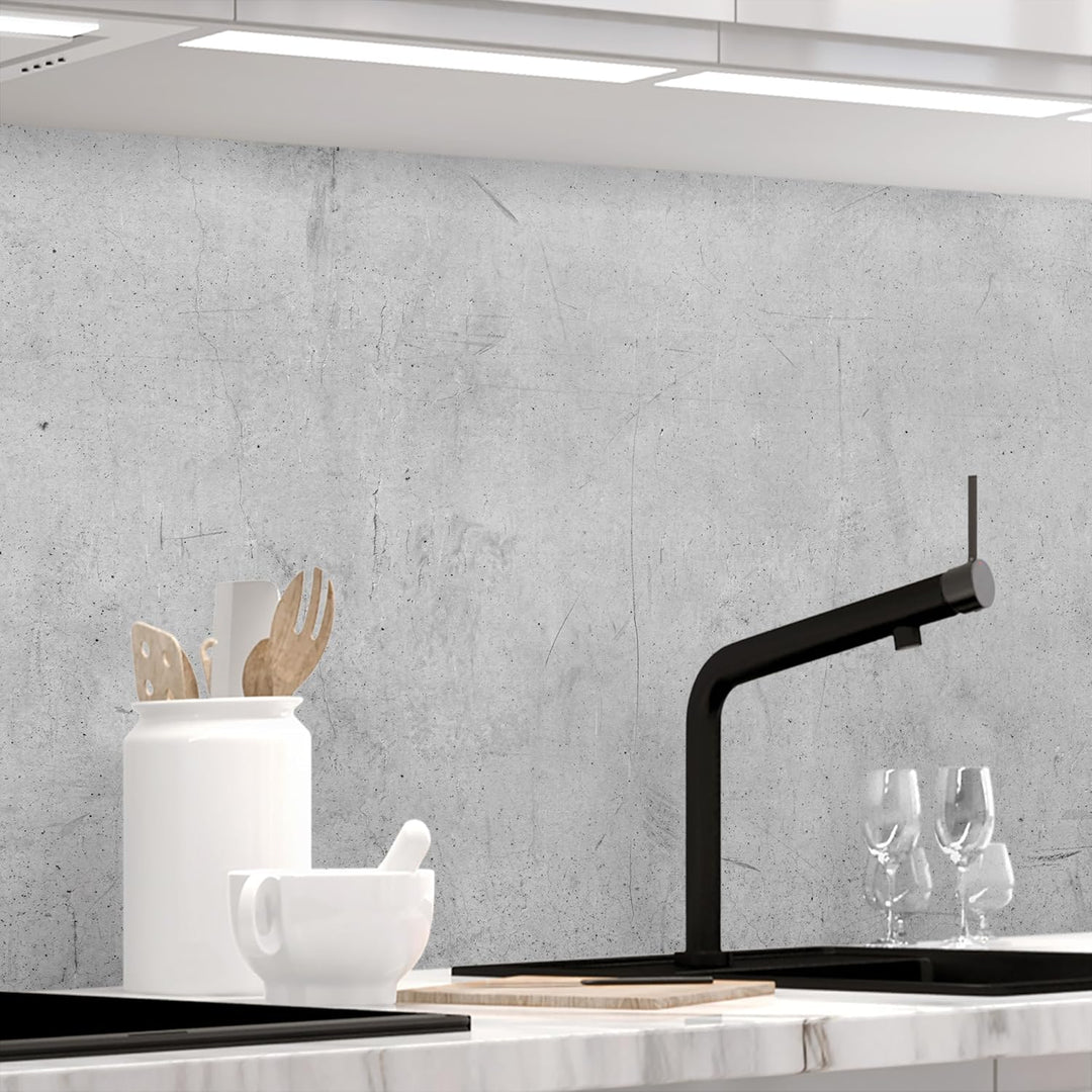 StickerProfis Küchenrückwand selbstklebend Glasoptik - Beton - 1.8mm, Versteift, alle Untergründe, H