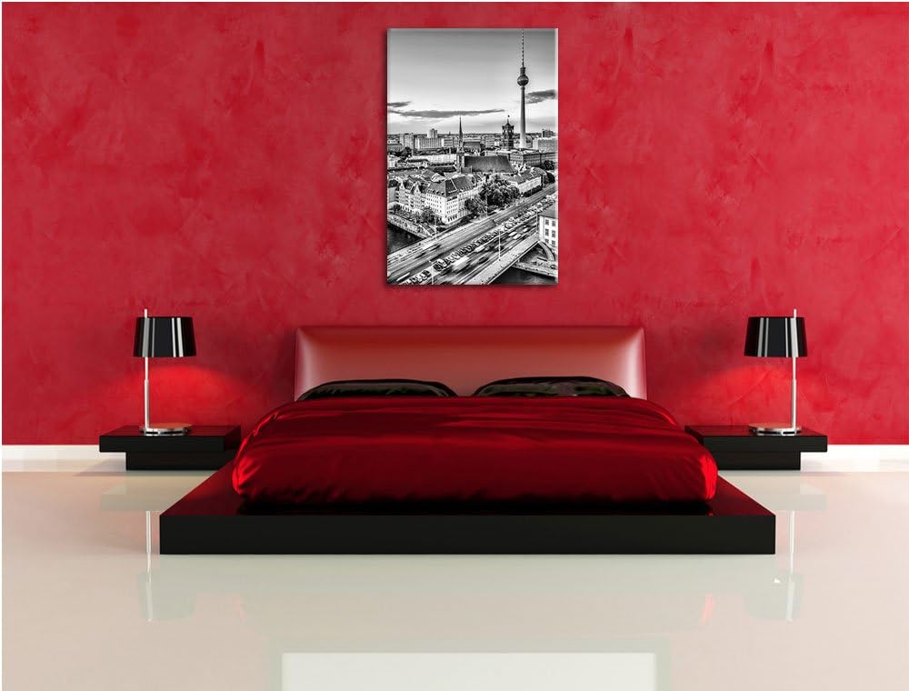Pixxprint Monocrome, Skyline von Berlin, Format: 100x70 auf Leinwand, 100x70