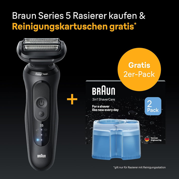 Braun Series 5 Elektrorasierer Herren, Rasierapparat mit 50 Min. Akku, 4in1 SmartCare Reinigungsstat