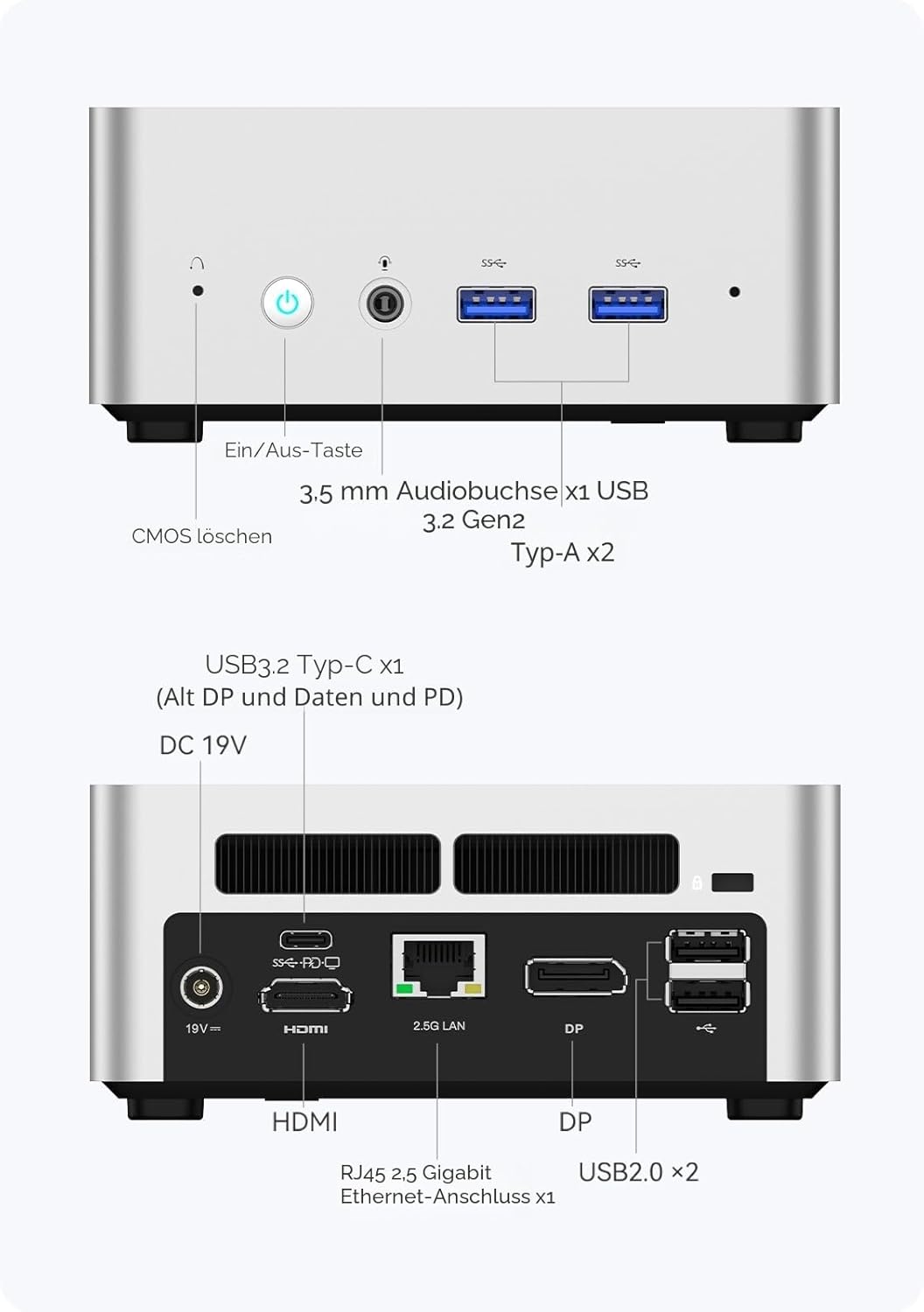 MINIS FORUM UN1290 Mini-PC, Intel Core i9 12900HK, 32 GB RAM, 1 TB SSD, 14 Core/20 Thread Desktop-PC