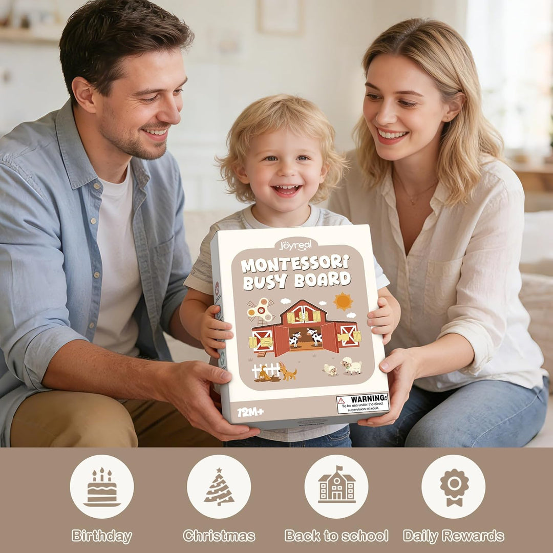Joyreal Montessori Busy Board - Bauernhof Thema Motorikbrett Activity Board Motorikboard Montessori