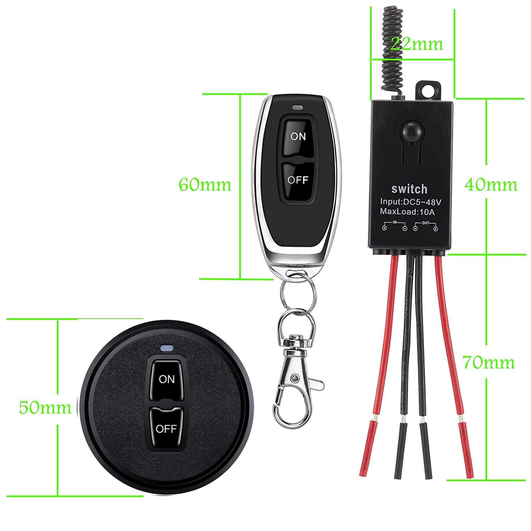 12v funkschalter mit fernbedienung, kabelloser Lichtschalter DC 5V/12V/24V/48/10A Mini Relais Wirele