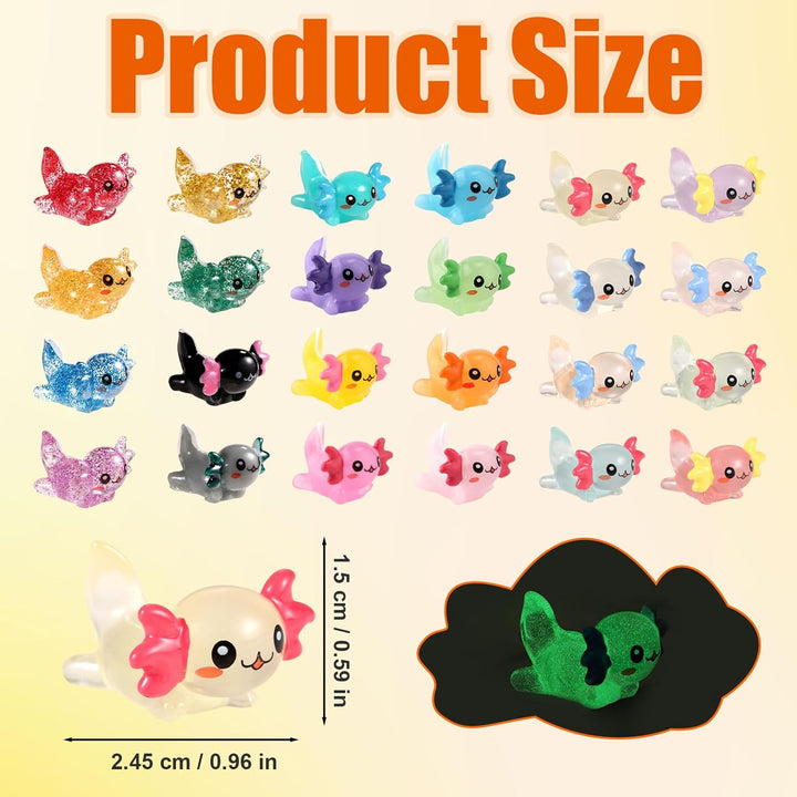 XIHIRCD 72stk Mini-Axolotl Kunstharz, 3 Stile Winzige Miniatur-Axolotl-Figuren Kleines Axolotl-Ornam