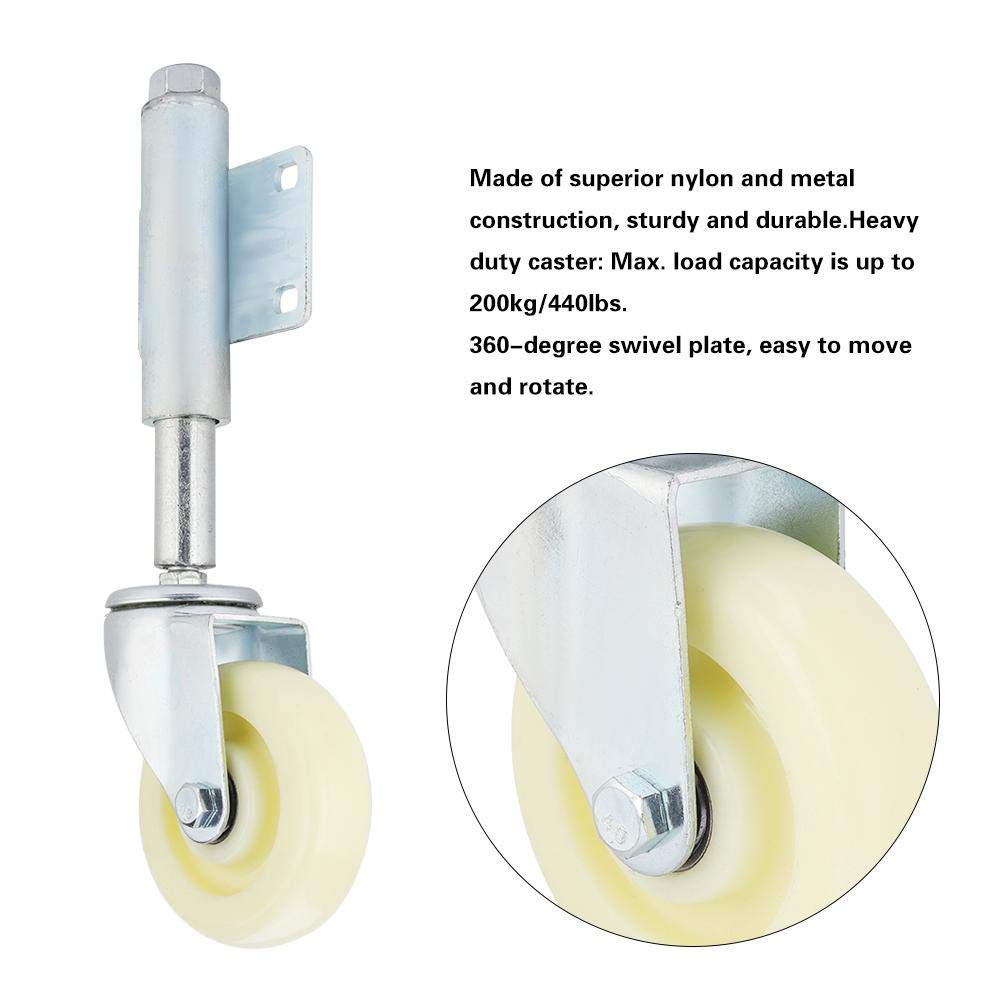 Tor Rad, 4"Tor Helfer Rad gefederte Lenkrolle Nylon + Metall, 440lbs Tragfähigkeit mit 6 Löchern
