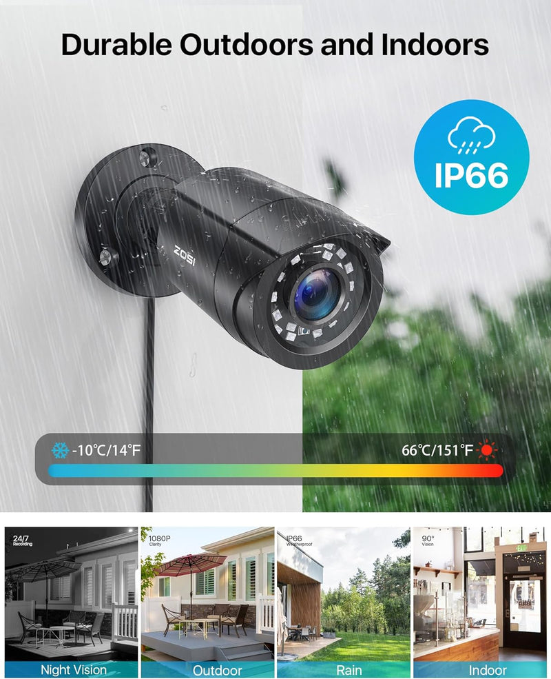 ZOSI 1080P HD Aussen Video Überwachungskamera 4-in-1 TVI/CVI/AHD/CVBS 960H CCTV Kamera mit OSD 24M I
