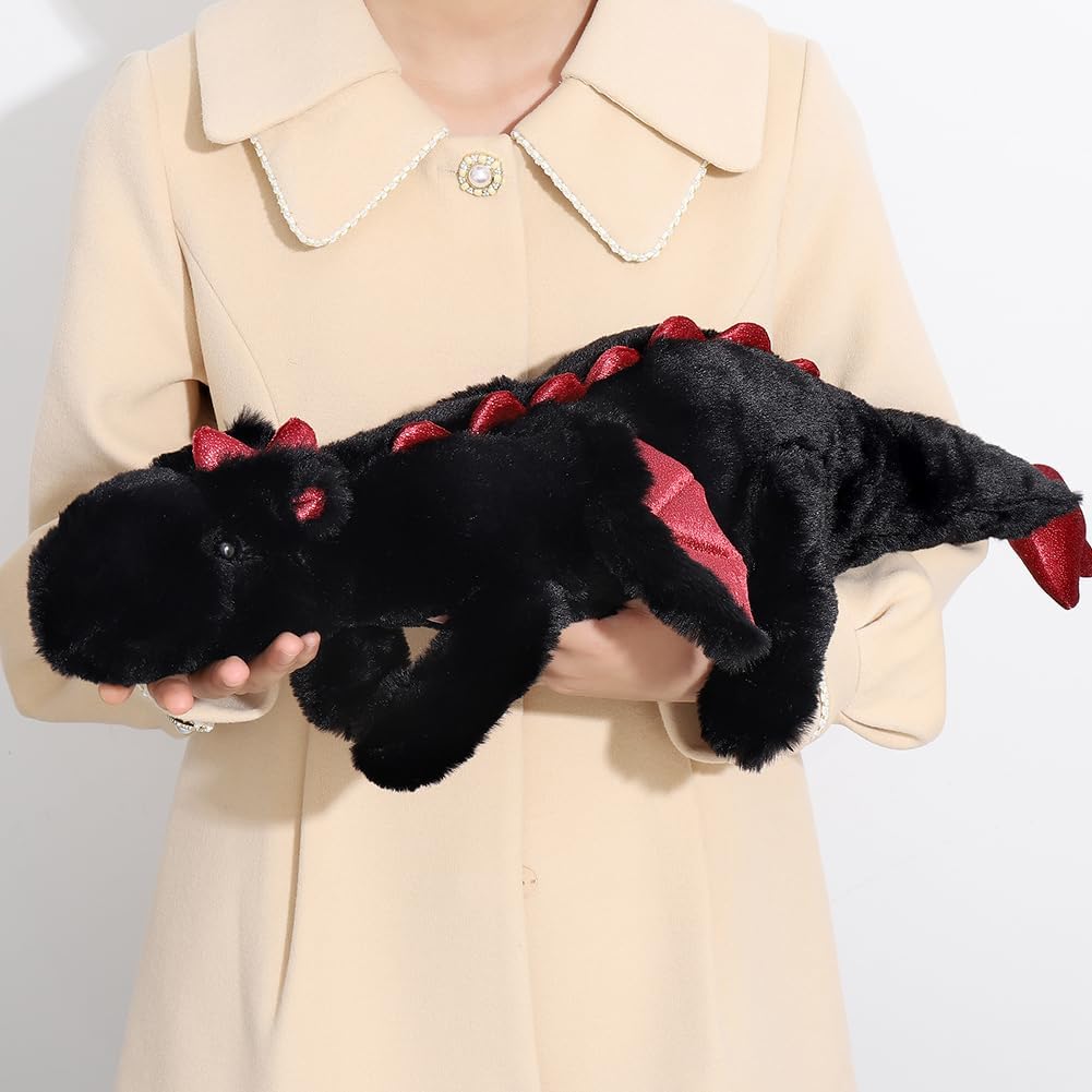 Schwarzer Plüsch-Drache – Weiches Stofftier für Kinder und Erwachsene – Grösse: 90 cm 2.2KG Schwarze