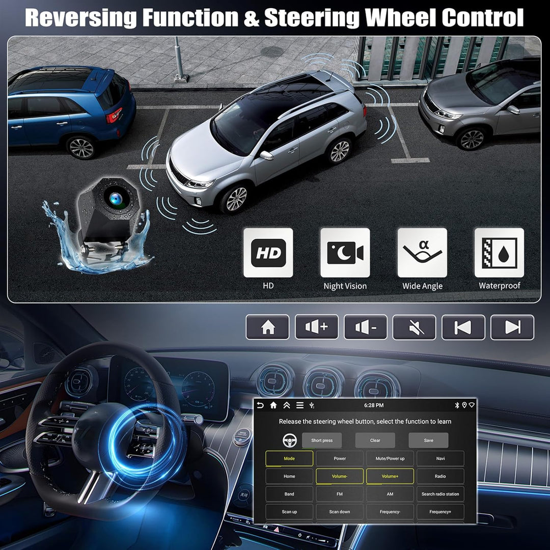 CAMECHO 4+128G 10 Zoll Android 15 Autoradio für VW Skoda Octavia 2007-2013 mit Rückfahrkamera, Incel