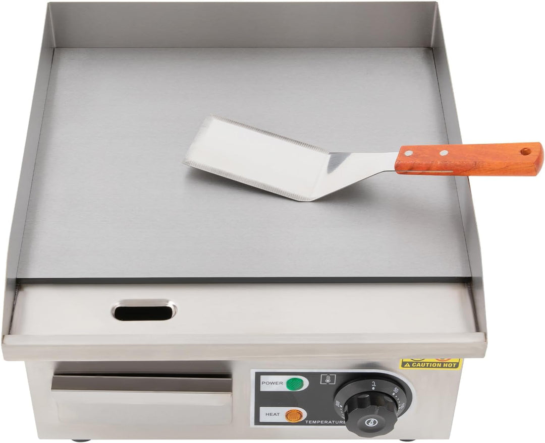 2000W Kommerzielle Grillplatte, Edelstahl Plancha Grill Elektrogrill mit 2 Schaufel und 2 Ölbürsten,