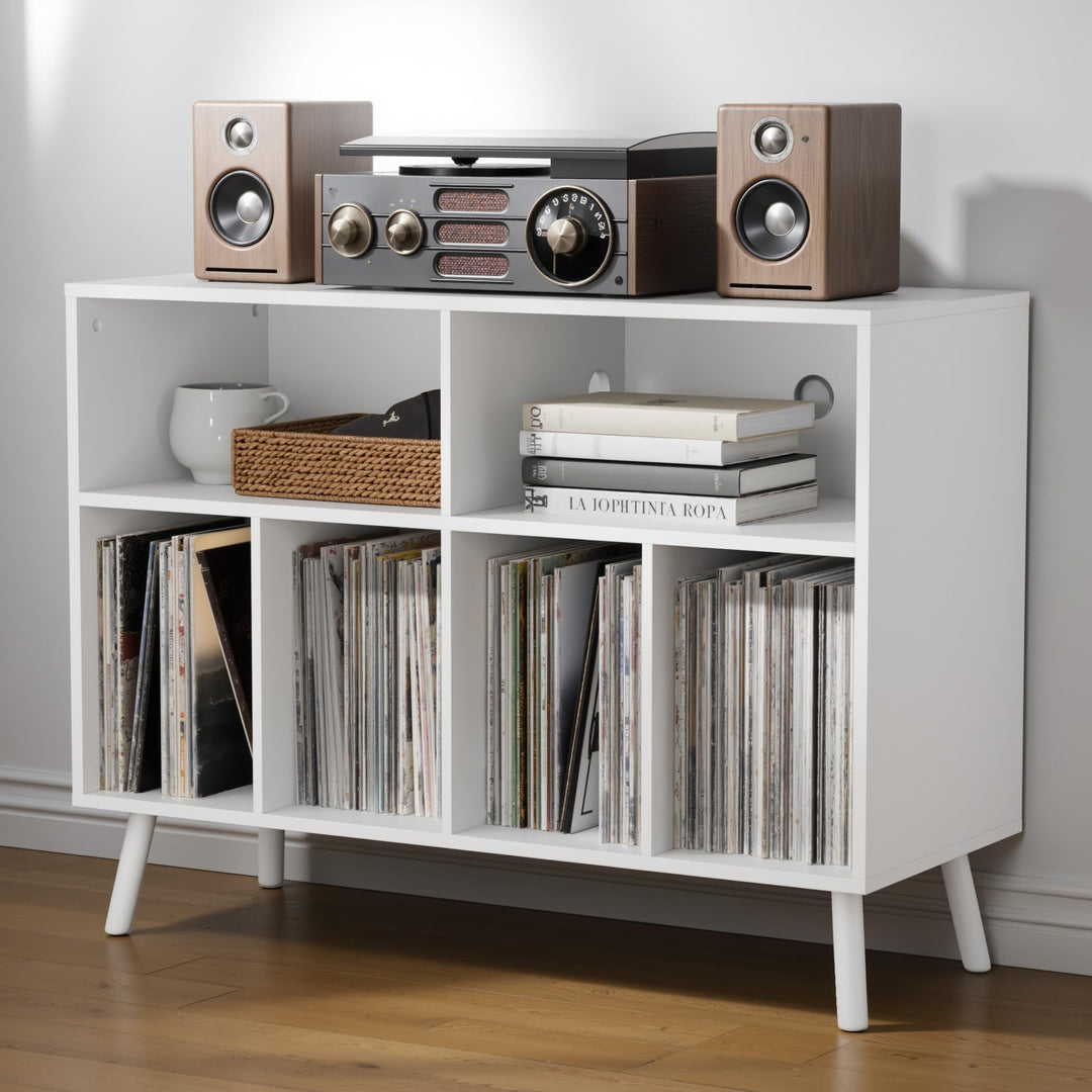 Plattenspieler-Ständer mit Schallplattenaufbewahrung, Vinyl-Plattenregal mit Präsentationsfläche, Sc