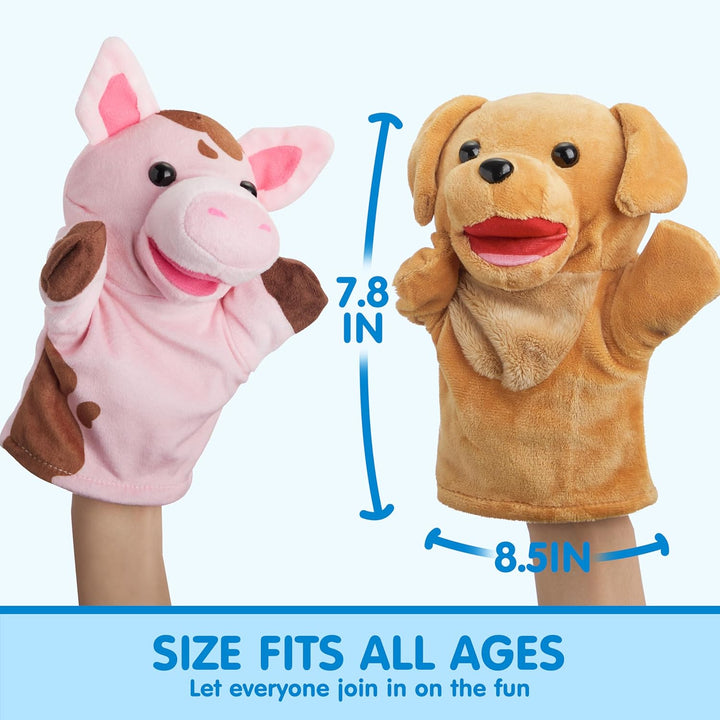 JOYIN 6 Stück Tier Handpuppen Spielzeug Set für Kinder,Freunde Im Tiergarten, Deluxe plüschtiere Kin