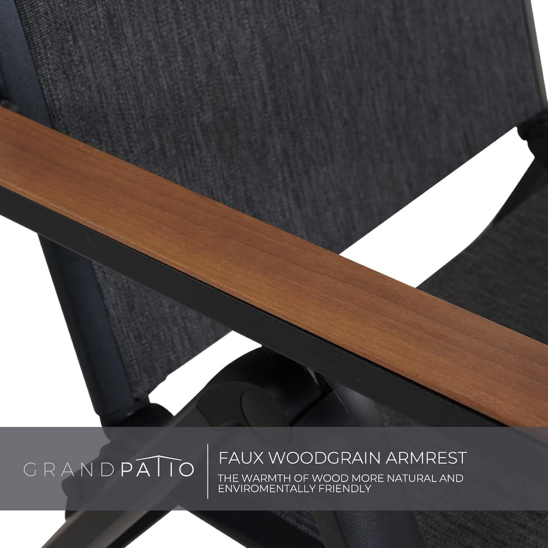 Grand patio Gartenstuhl aus Aluminium, Essstühle aus Armlehnen, Klappsessel, Textilene Wetterfest, 6