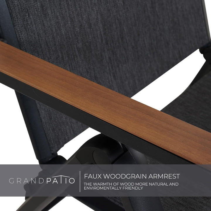Grand patio Gartenstuhl aus Aluminium, Essstühle aus Armlehnen, Klappsessel, Textilene Wetterfest, 6