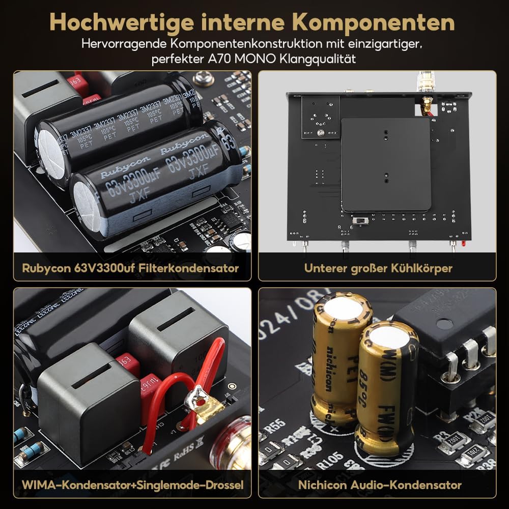 AIYIMA A70 Mono Leistungsverstärker mit PFFB TPA3255 Mini Class D Verstärker mit Subwoofer HiFi Heim