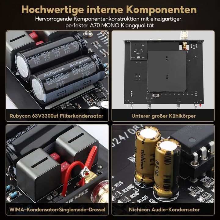 AIYIMA A70 Mono Leistungsverstärker mit PFFB TPA3255 Mini Class D Verstärker mit Subwoofer HiFi Heim