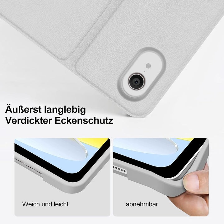 SENGBIRCH Hülle mit Tastatur für ipad 10 Generation - QWERTZ Layout Bluetooth Tastatur, Kabellose Ab