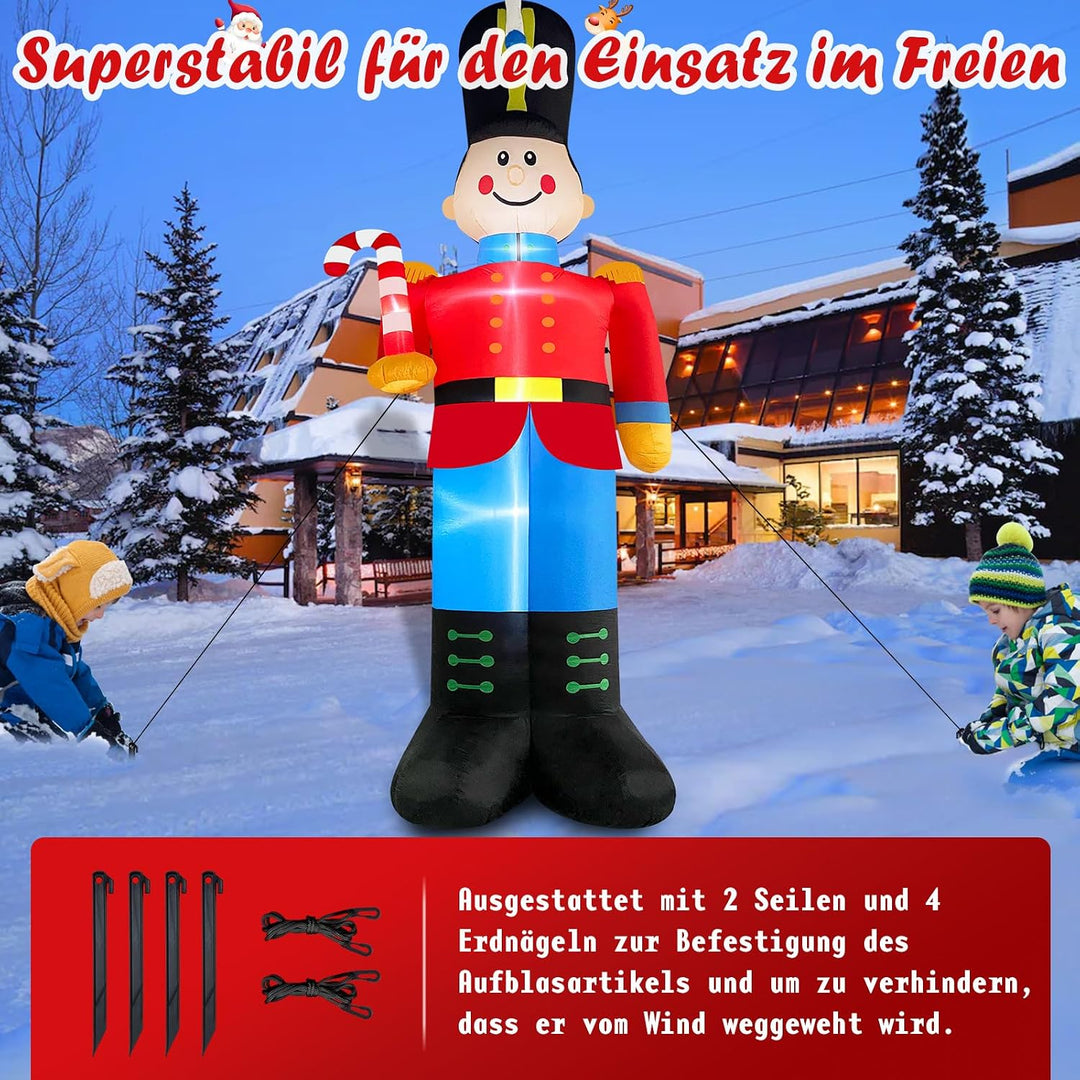 Danxilu 3,6m Aufblasbarer Nussknacker Soldat mit Zuckerstange Weihnachts Dekoration für Draussen Ein