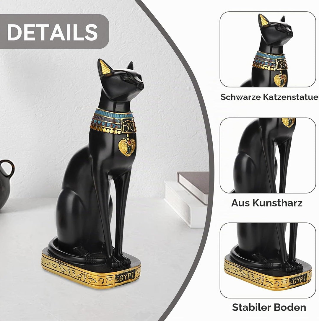 Cyrank Ägyptische Katzengöttin, Bastet Katze Sammlerstück Katzengöttin Statue mit Harz Ägyptische Ka