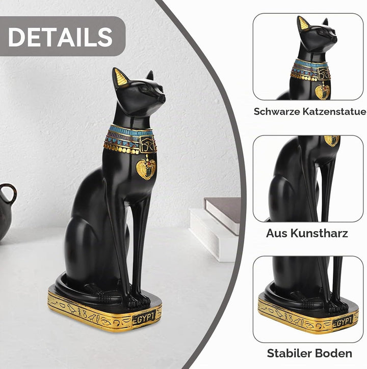 Cyrank Ägyptische Katzengöttin, Bastet Katze Sammlerstück Katzengöttin Statue mit Harz Ägyptische Ka