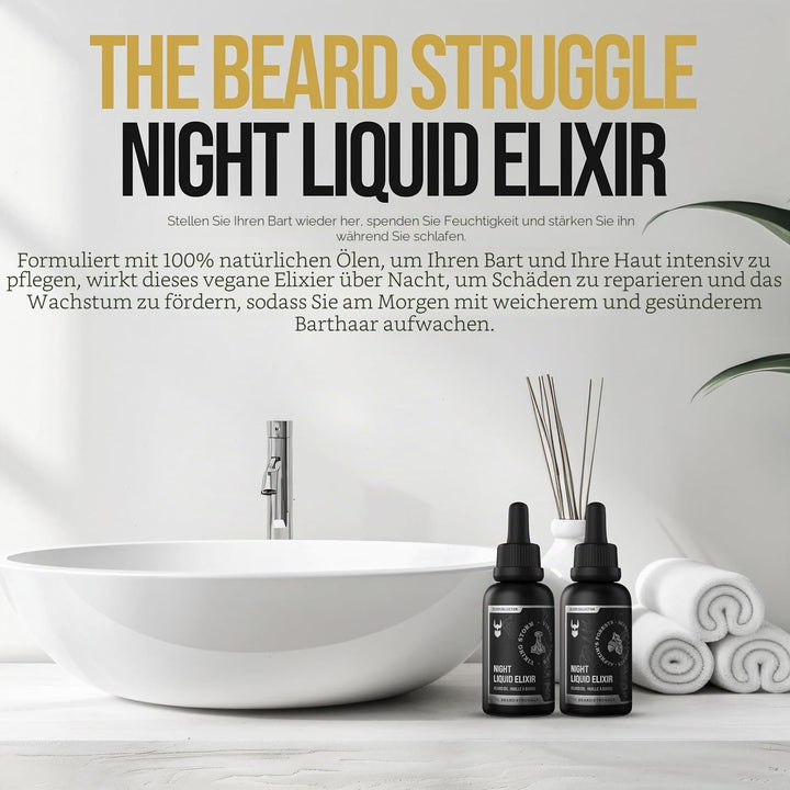 The Beard Struggle Night Liquid Elixir Bartöl für Männer – Bartpflege & Bartwuchsöl für Nacht – Feuc