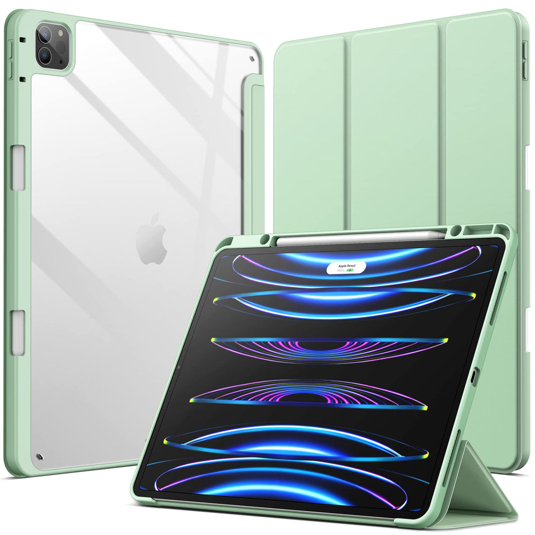JETech Hülle für iPad Pro 12,9" 6/5/4/3 (2022/2021/2020/2018), Matcha Grün | Transparente Rückseite,