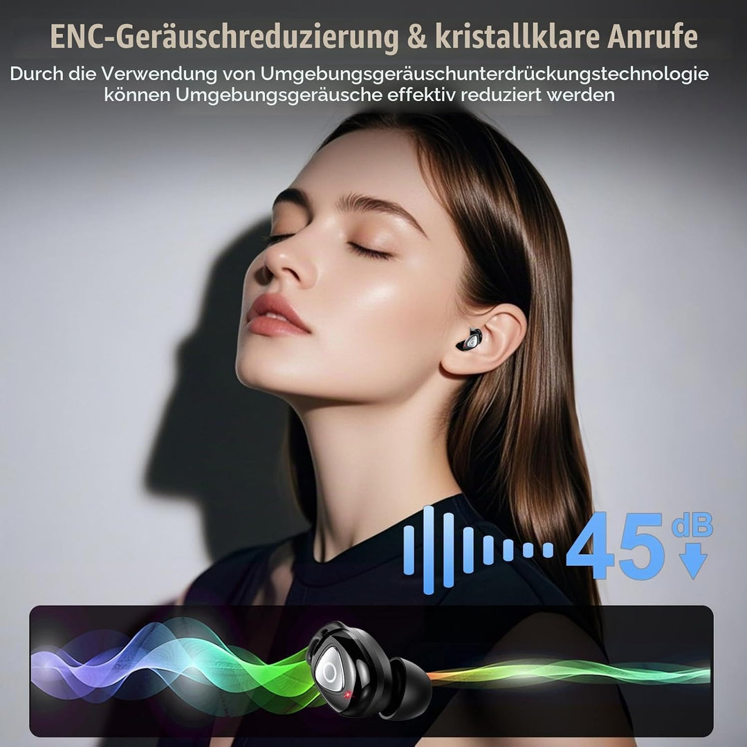 Bluetooth Kopfhörer, 2026 In Ear Kopfhörer Kabellos Bluetooth 5.4 mit 4 ENC Noise Cancelling Mic, St