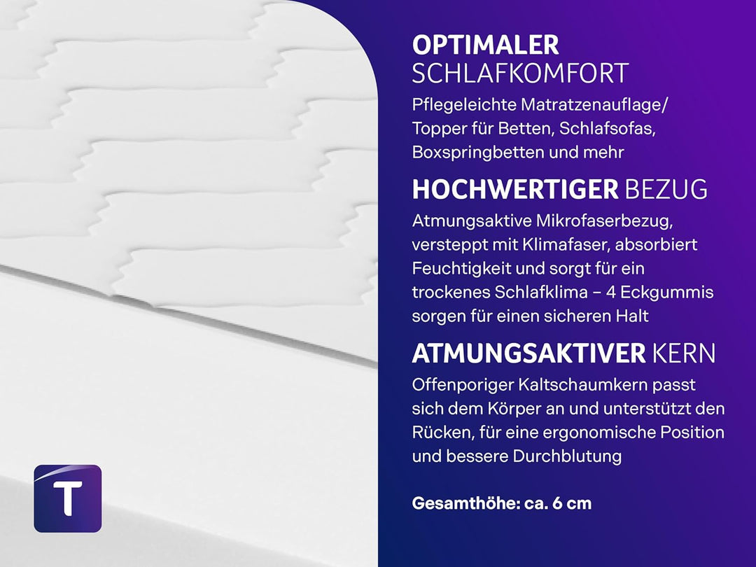 Traumnacht orthopädischer Matratzentopper, mit einem hochwertigen Kaltschaumkern, Öko-Tex zertifizie