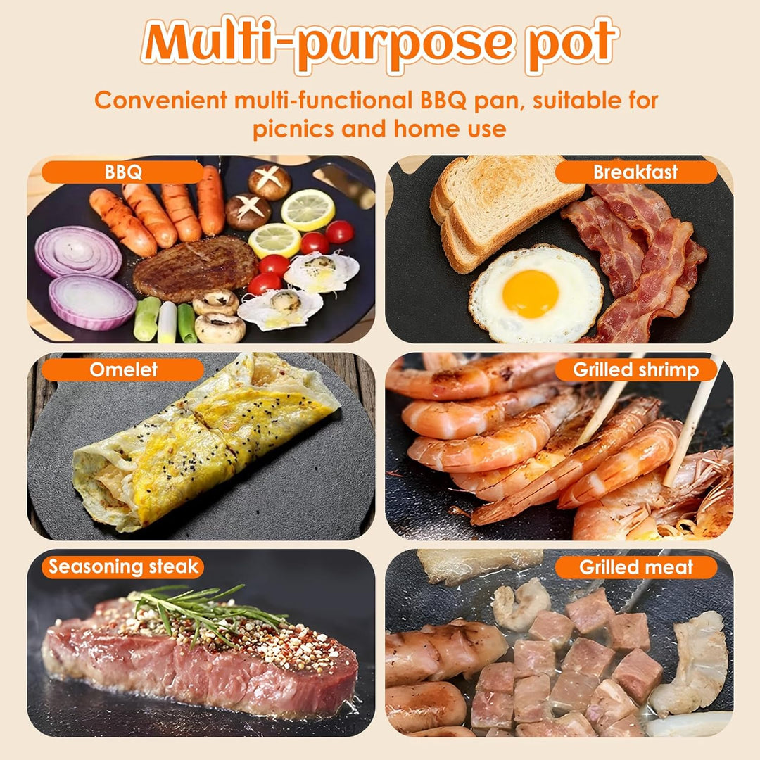Buachois Grillpfanne, Ø29 cm/11.4 Zoll Koreanische Grillplatte, Outdoor BBQ Runde Pfanne mit Antihaf