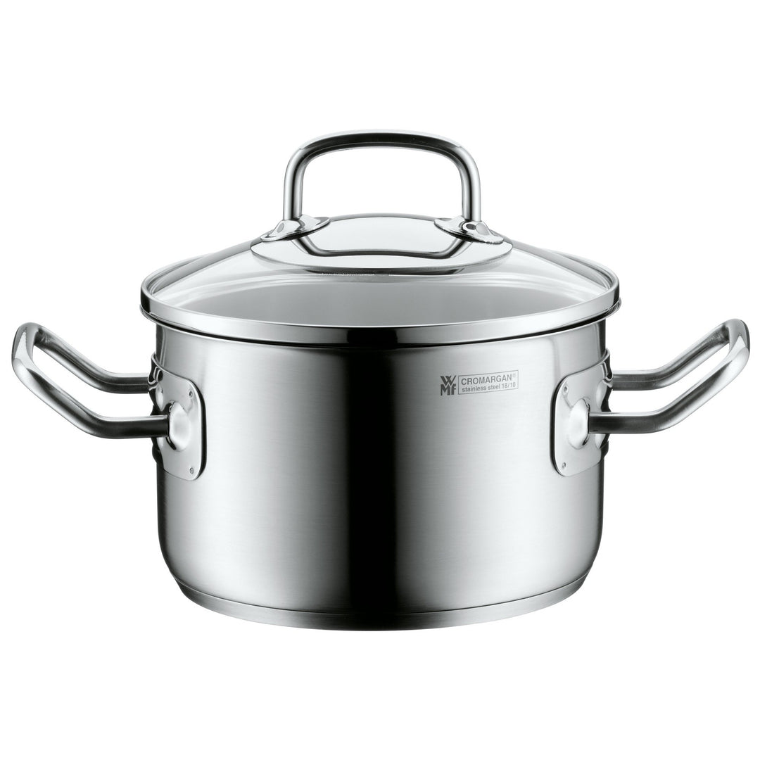 WMF Profima Kochtopf klein 16cm, Glasdeckel, Fleischtopf Induktion 1,9l, Cromargan Edelstahl poliert