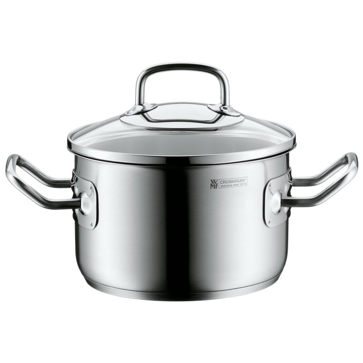 WMF Profima Kochtopf klein 16cm, Glasdeckel, Fleischtopf Induktion 1,9l, Cromargan Edelstahl poliert