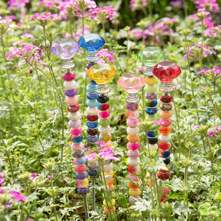 Prefdo Dekorative Gartenstecker zum Selbermachen, Feenstab mit Perlen, Set mit Diamant-Stopper, 30,5