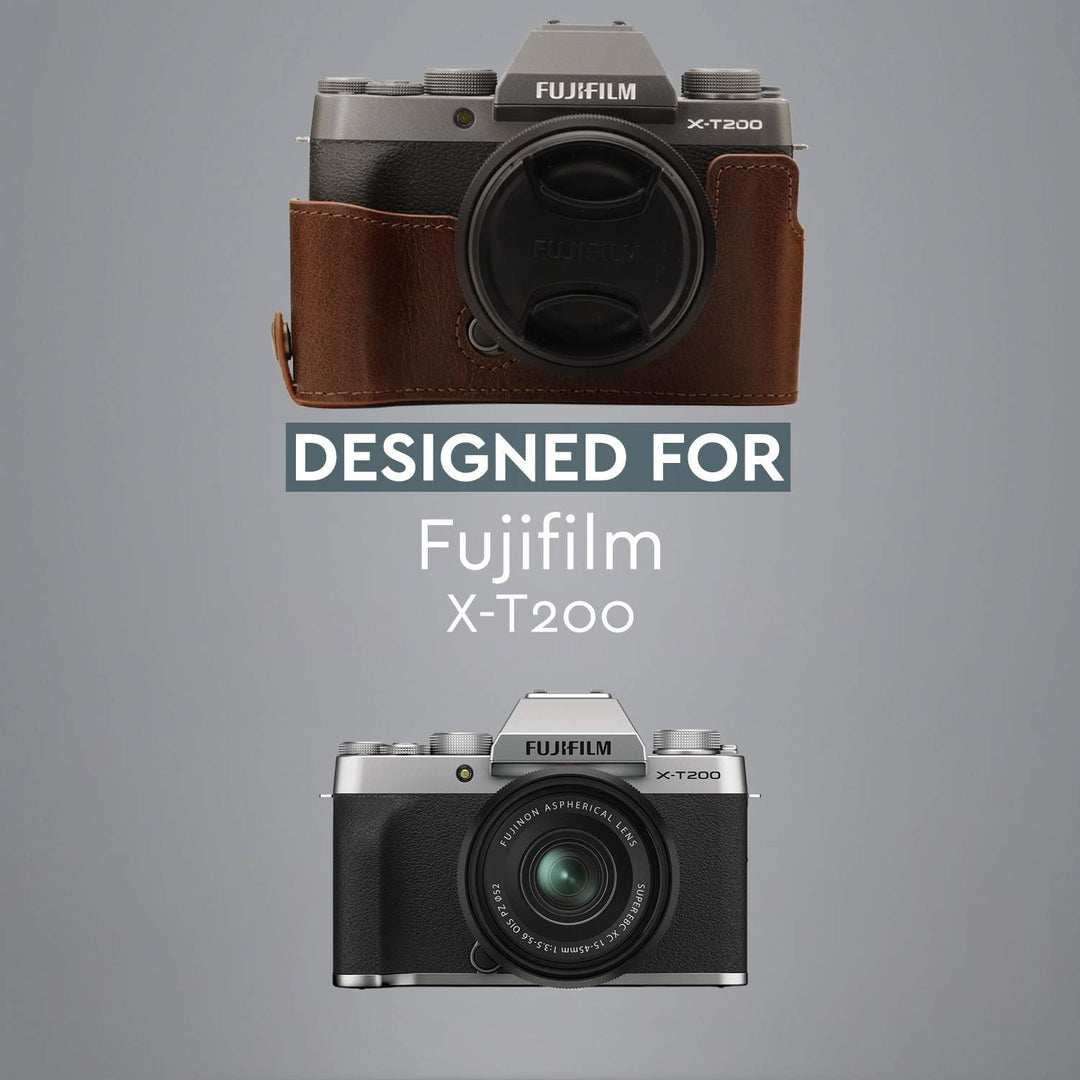 MegaGear MG1886 Ever Ready Kameratasche aus Echtleder, für Fujifilm X-T200, Braun, braun