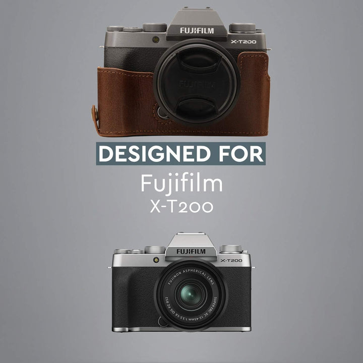 MegaGear MG1886 Ever Ready Kameratasche aus Echtleder, für Fujifilm X-T200, Braun, braun