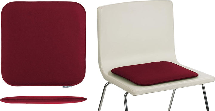 Sitzkissen Filz Eckig 4er Set 35x35x2 cm Stuhlkissen Sitzpolster Auflagen Bordeaux, 4 St&#xFC;ck (1e