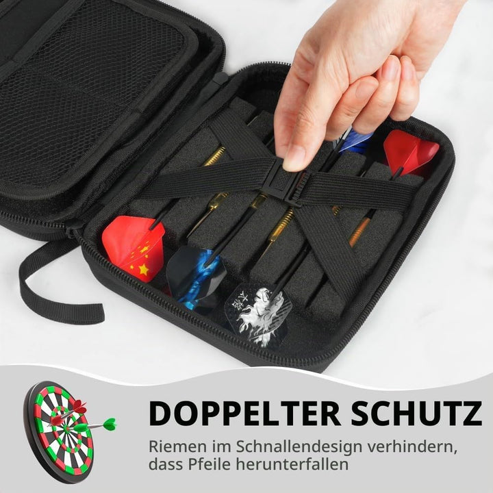flintronic Dart Taschen Organiser, Doppelseitige Dartbox, Harte Eva Dartpfeiletui, für 12 Stahlspitz