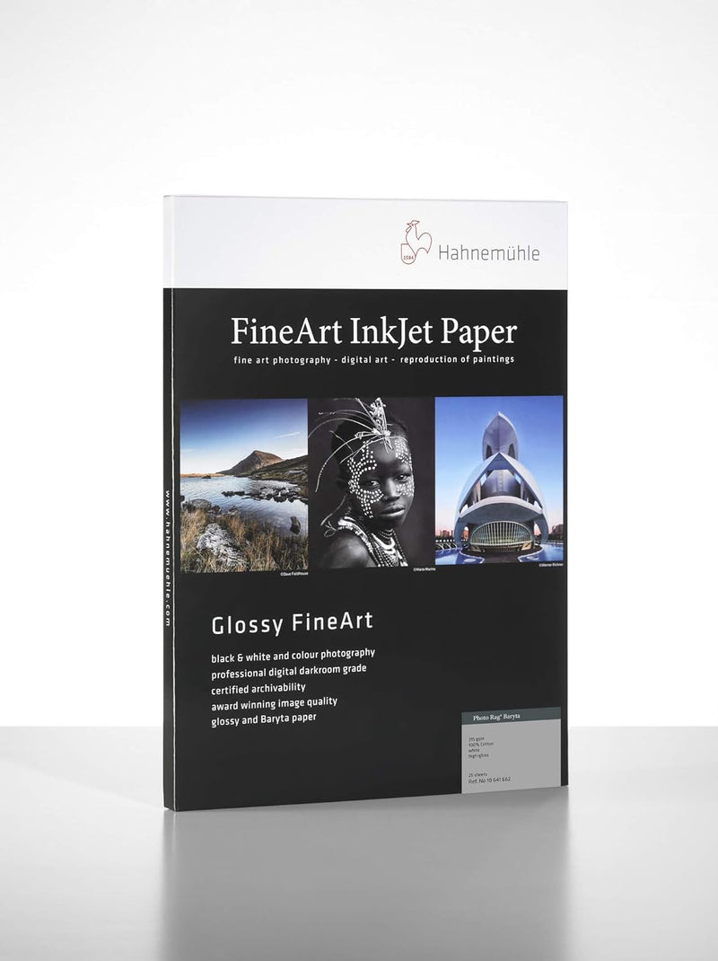 Hahnemühle Inkjet Fotokarten, Mini Foto-Postkarten, PhotoRag® Baryta, hochglänzend, weiss, 30 Blatt,