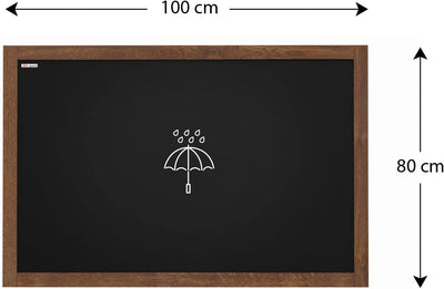 ALLboards Kreidetafel Wasserfest mit lackiertem Holzrahmen 100x80cm, Schwarz, Schreibtafel, Kreide 1
