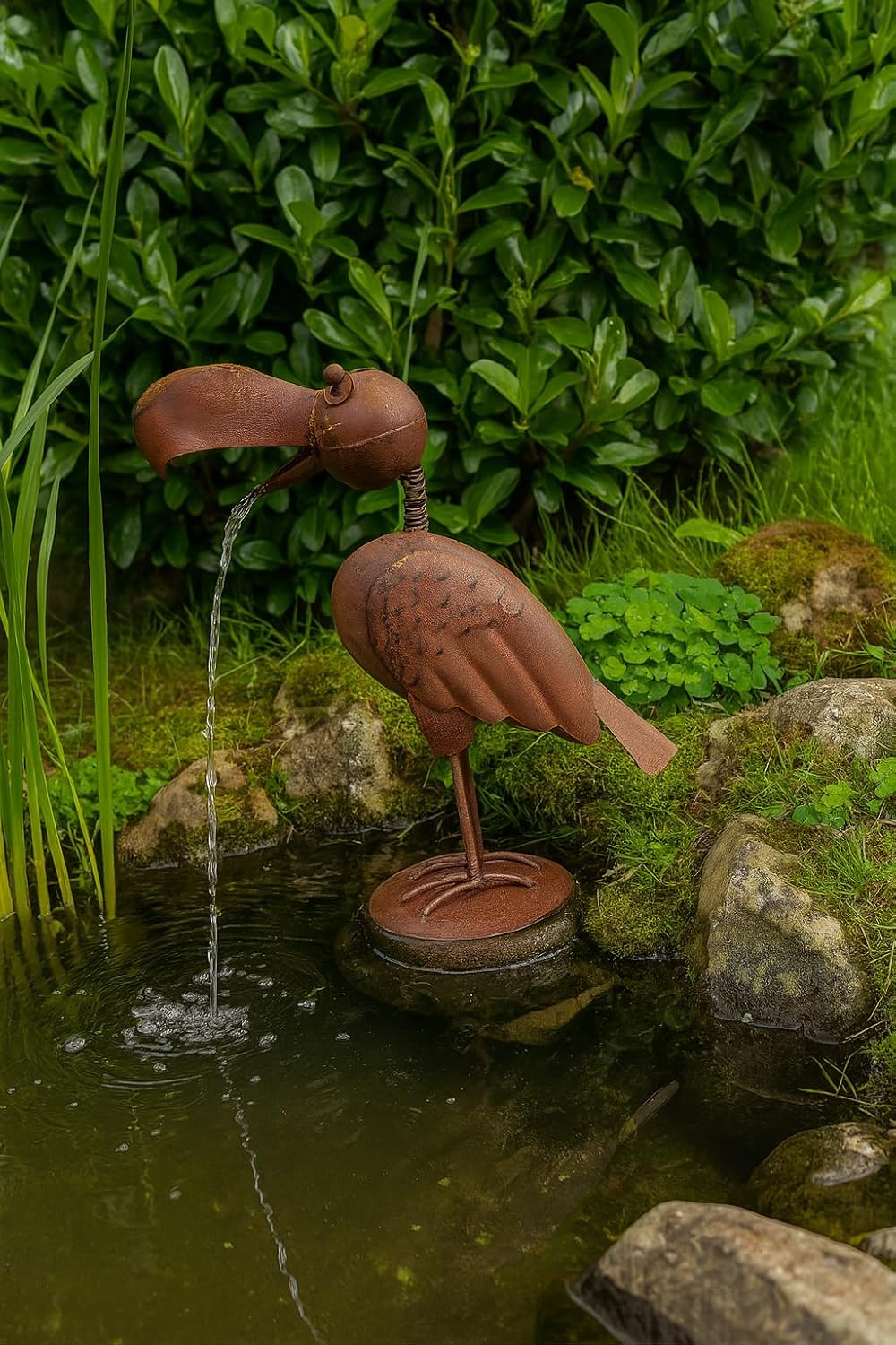 Blümelhuber Raben Figur Corvin als Teich Wasserspiel Garten Dekoration, für Springbrunnen Aussenbere