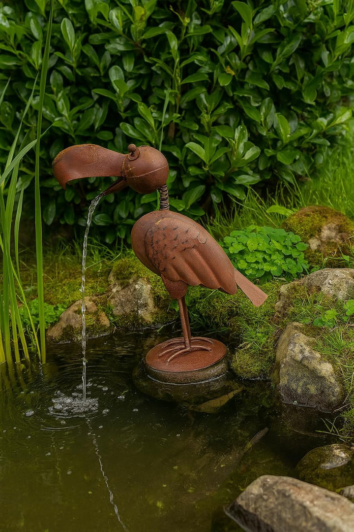 Blümelhuber Raben Figur Corvin als Teich Wasserspiel Garten Dekoration, für Springbrunnen Aussenbere