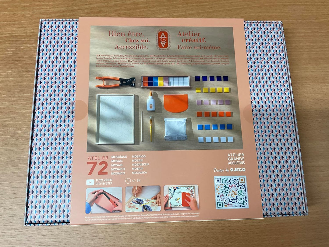 DJECO Atelier 72 Mosaik-Set für Erwachsene, DIY-Kreativset mit Keramikplättchen, Werkzeugen &amp; Video-