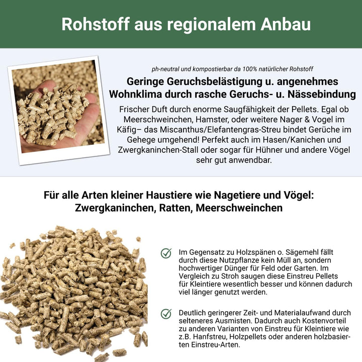 Jumbogras Kleintier-Einstreu Pellets aus Miscanthus/Elefantengras für Hasen Kaninchen Maus Vogel Mee
