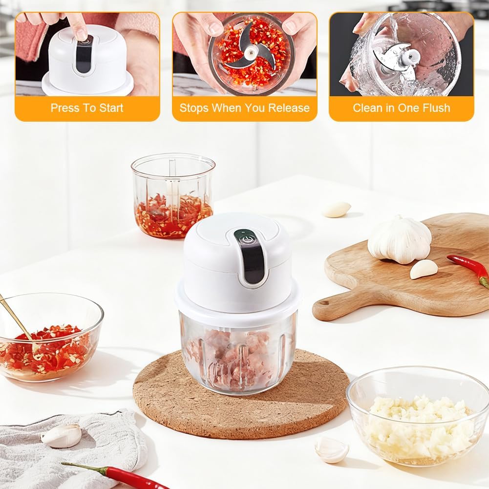 Zerkleinerer Elektrisch Mini, Zwiebel Zerkleinerer Elektrisch, Elektrischer Küchenzerkleinerer 350ml