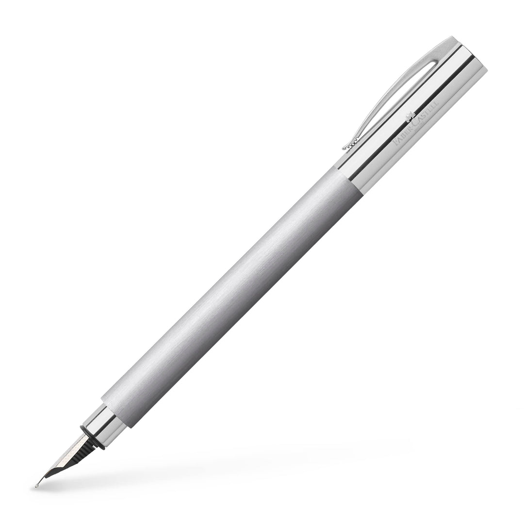 Faber-Castell 148391 - Füllfederhalter AMBITION Edelstahl, Feder: F, inklusive Geschenkverpackung, S