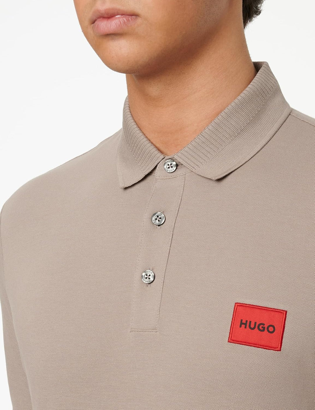 HUGO Herren Dereso222 Slim-Fit Poloshirt aus Baumwoll-Piqué mit Logo-Label S Light/Pastel Brown 237,