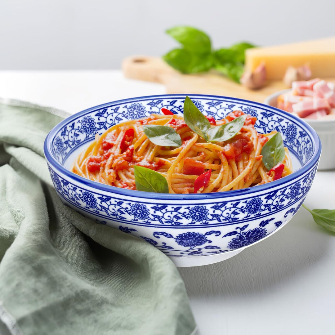 BESTonZON Keramik Suppensch¨¹ssel Nudelschale Asiatische Ramen Sch¨¹ssel Blau 8 Zoll Chinesische Sti