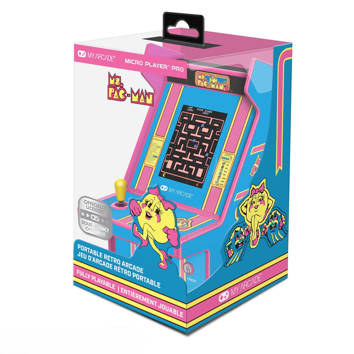 Micro Player PRO Ms. Pac-Man Retrogaming-Spiel 7 cm hochauflösender Bildschirm