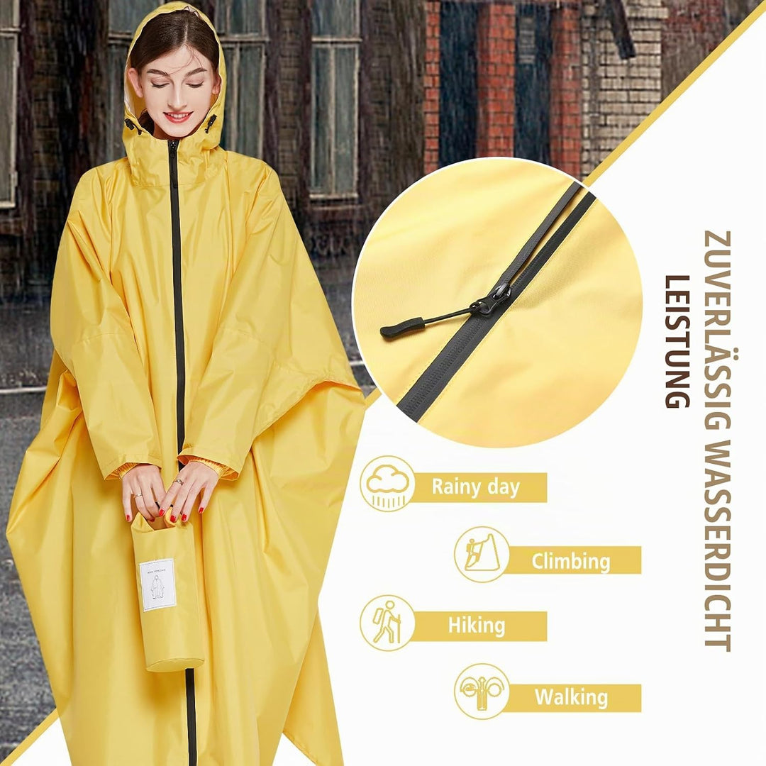 Ynport Crefreak Damen Lange Wasserdichte Regenmäntel Leichter Regenponcho Packbare Outdoor-Regenbekl