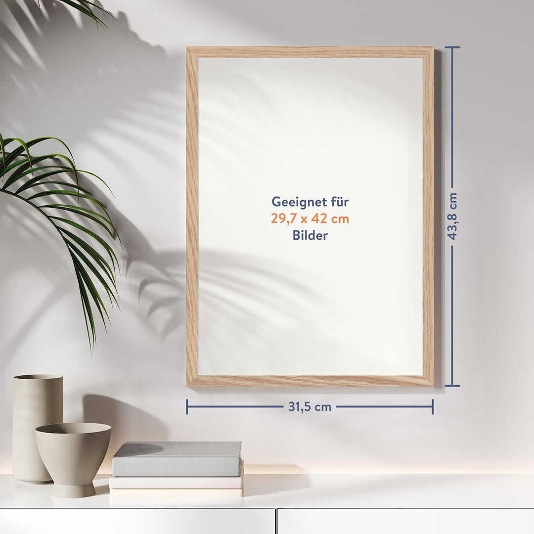 WANDStyle Bilderrahmen Modern 30x42cm DIN A3 I Farbe: Eiche-Optik I Fotorahmen I klassischer Holzbil